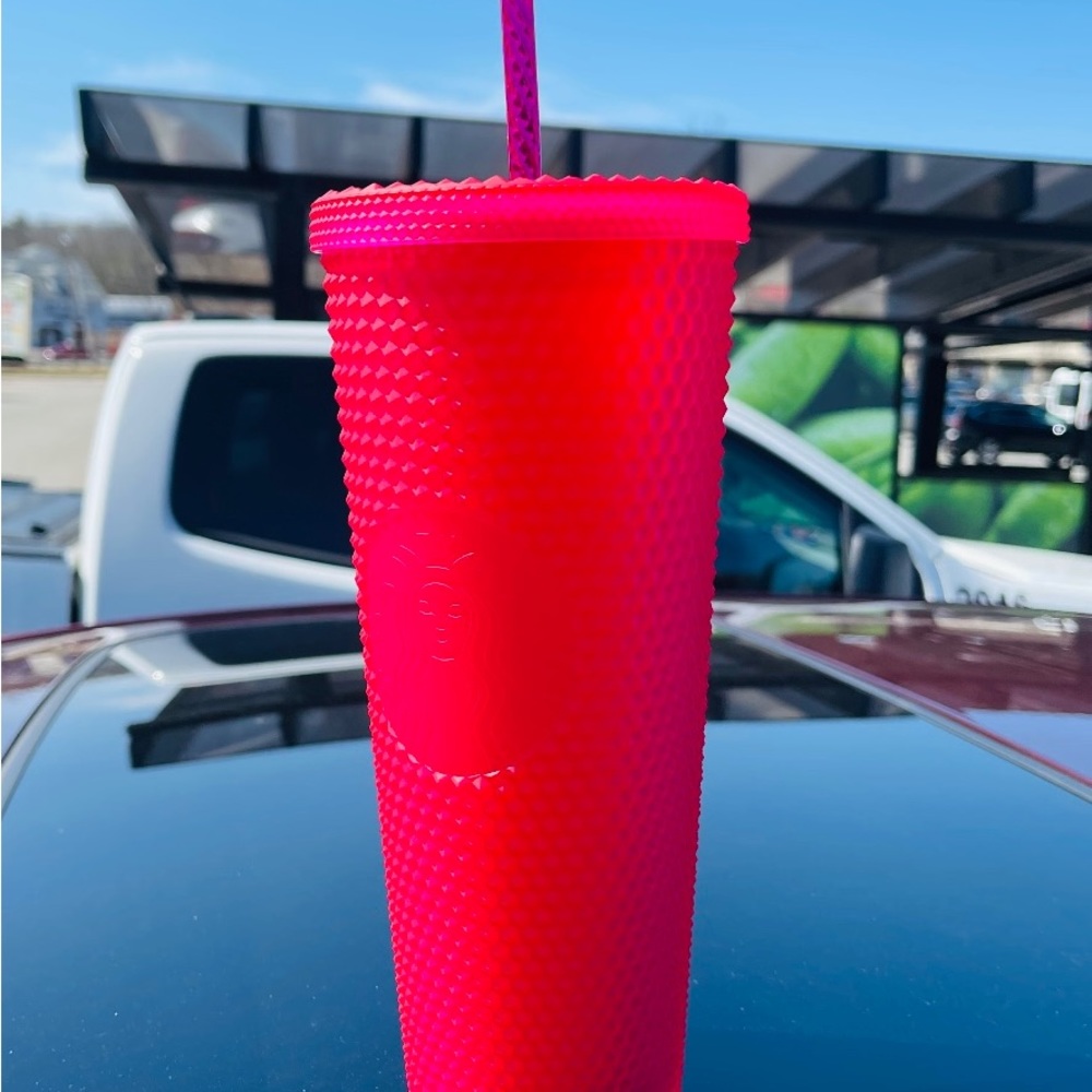 Starbucks Ruby Pink Soft Touch Tumbler Jelly Studded Cold Cup Venti NWT 2023